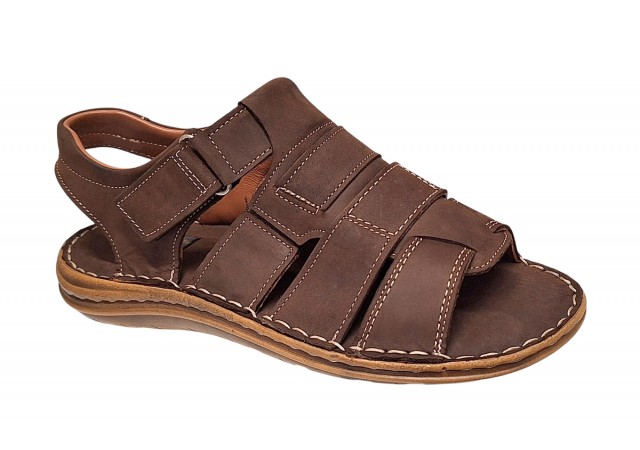 Sandale barbati casual din piele naturala maro bufo GKR47BM